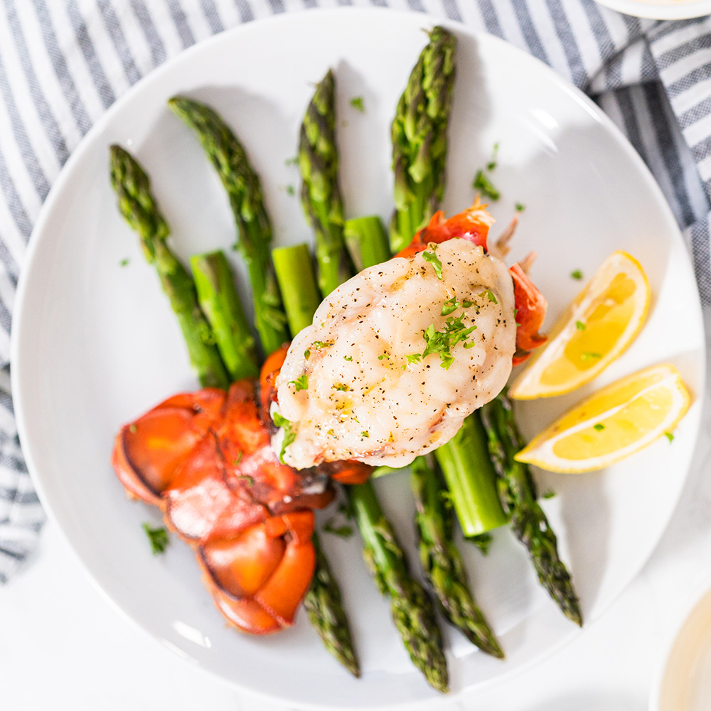 Garlic Lobster on Asparagas