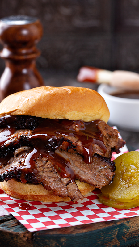brisket sandwich bun pickles 1 Dried Herb