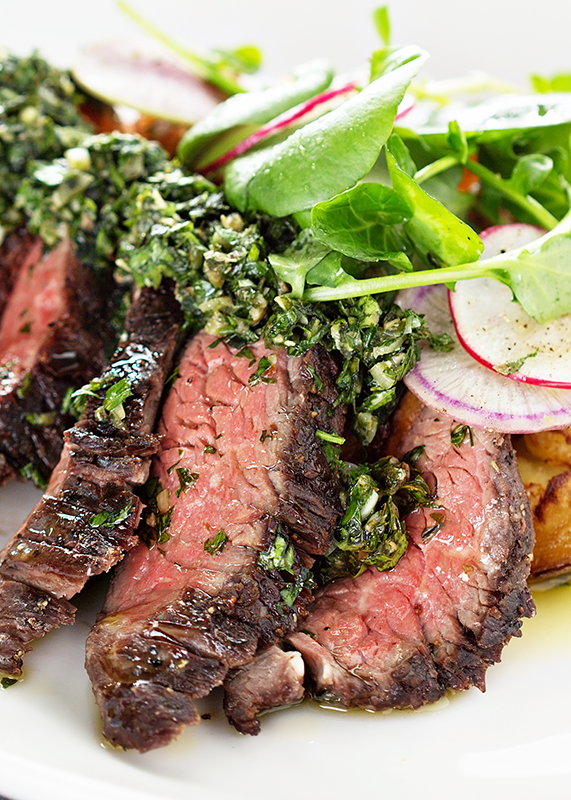 close up sliced beef steak radish greens Seasoned Beef Patty