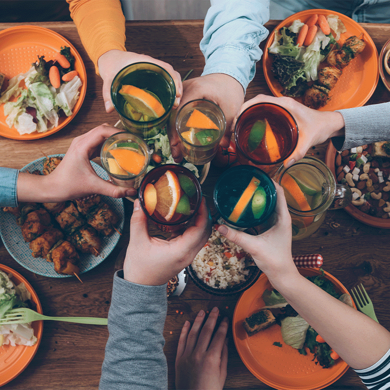 mix drinks mocktails small bites food